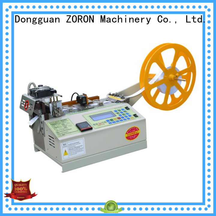 ZORON Machinery automatic elastic care automated velcro cutting machine with electronic sensor for elastic with words