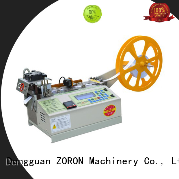 automatic elastic care computer ribbon webbing cutting machine with cooling fan for elastic with words ZORON Machinery