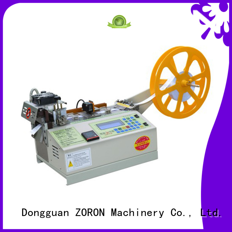 computer webbing automatic zipper satin ribbon cutting machine with knife for elastic with words ZORON Machinery
